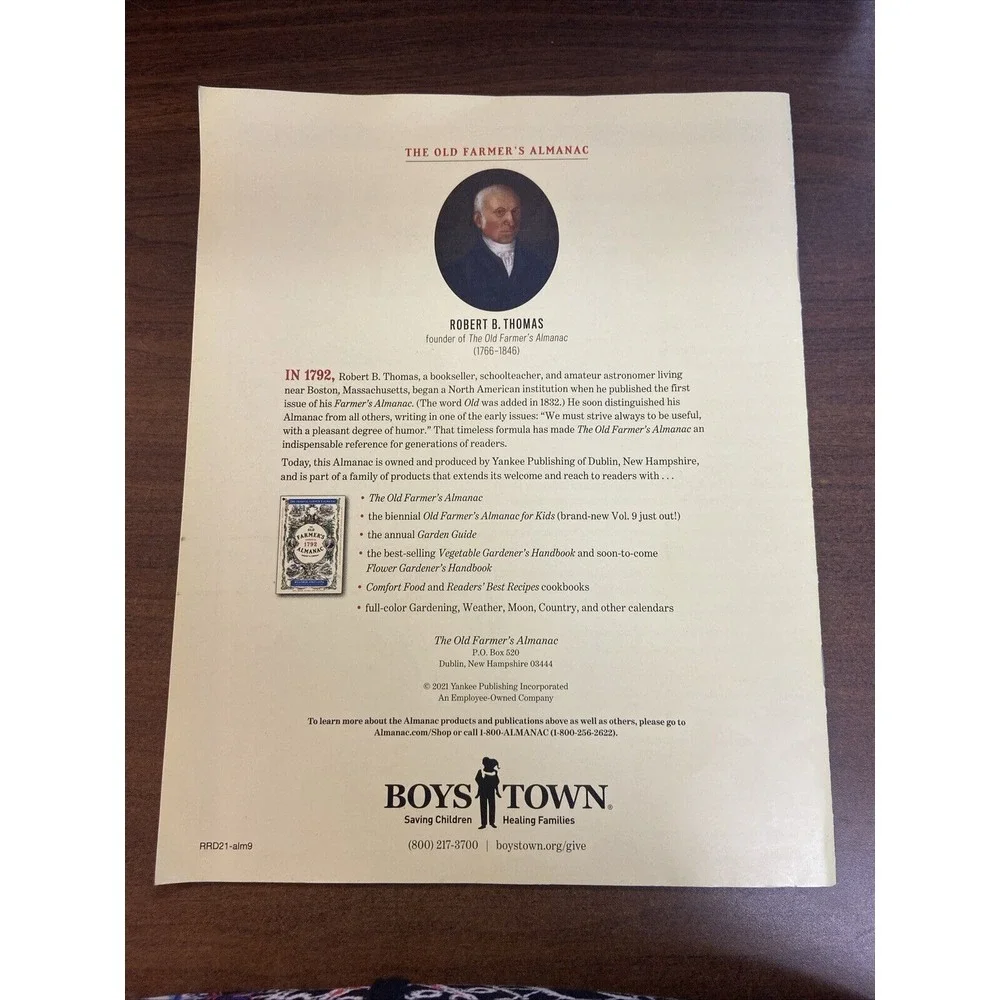 The Old Farmer's Almanac 2022 Boys Town Fun Facts BoysTown‎